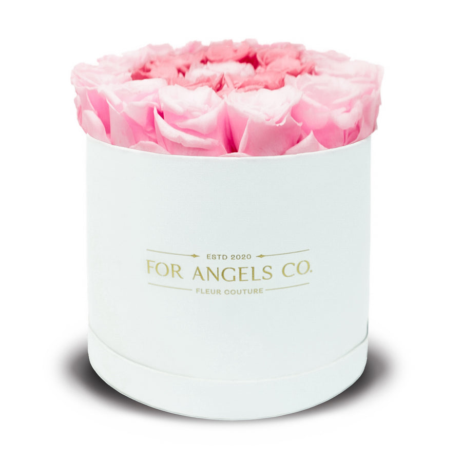 Classic Large White Box - Mixed Pink Roses