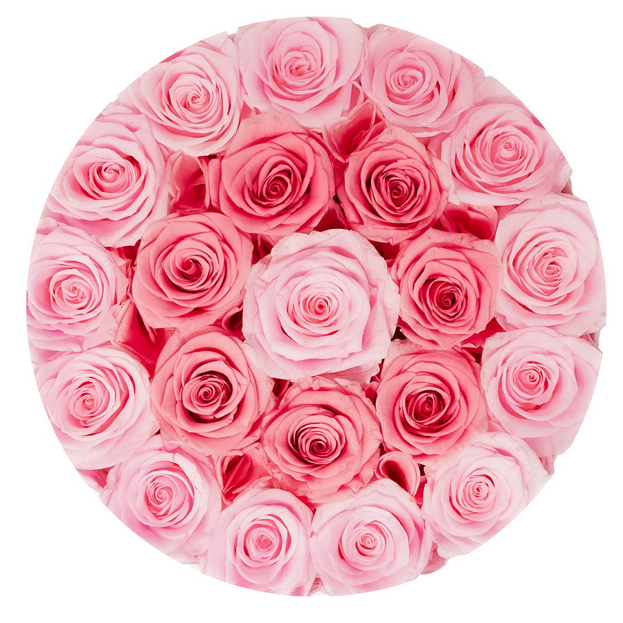 Classic Large White Box - Mixed Pink Roses