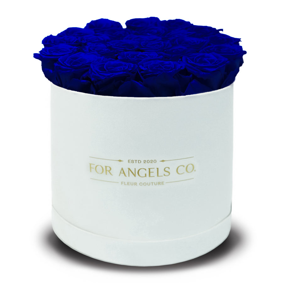 Classic Large White Box - Royal Blue Roses