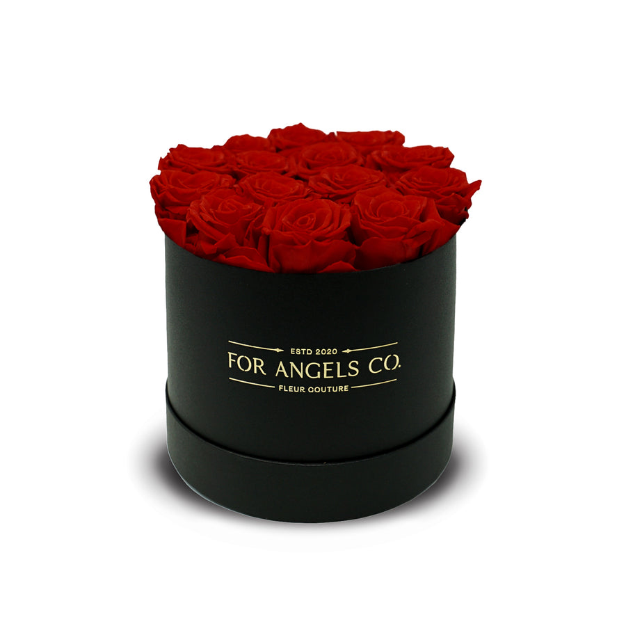 Classic Medium Black Box - Red Roses