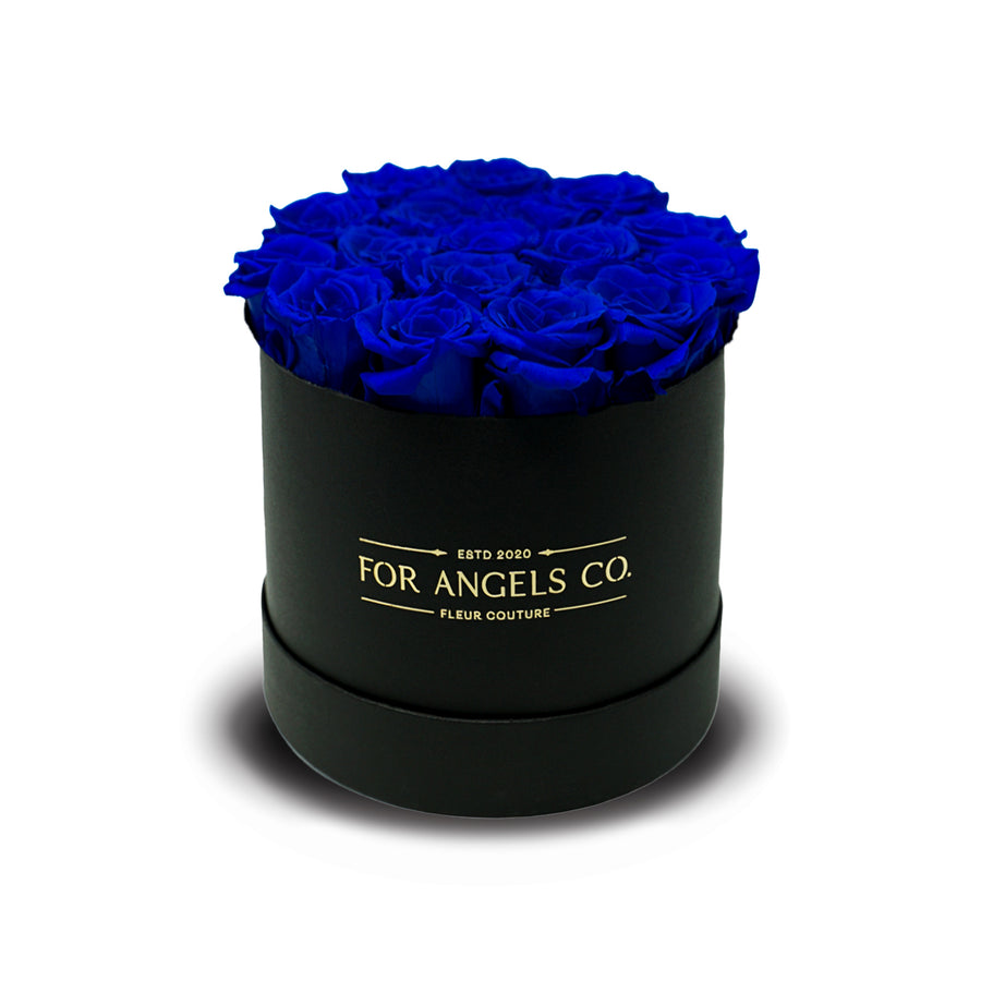 Classic Medium Black Box - Royal Blue Roses