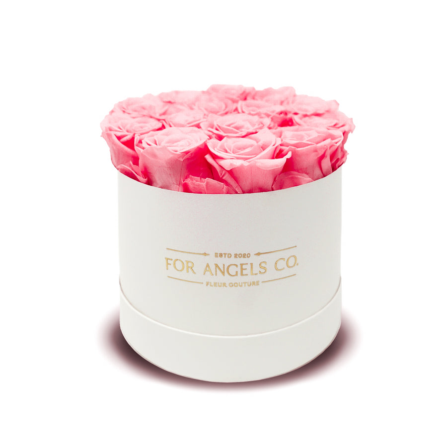 Classic Medium White Box - Pink Roses