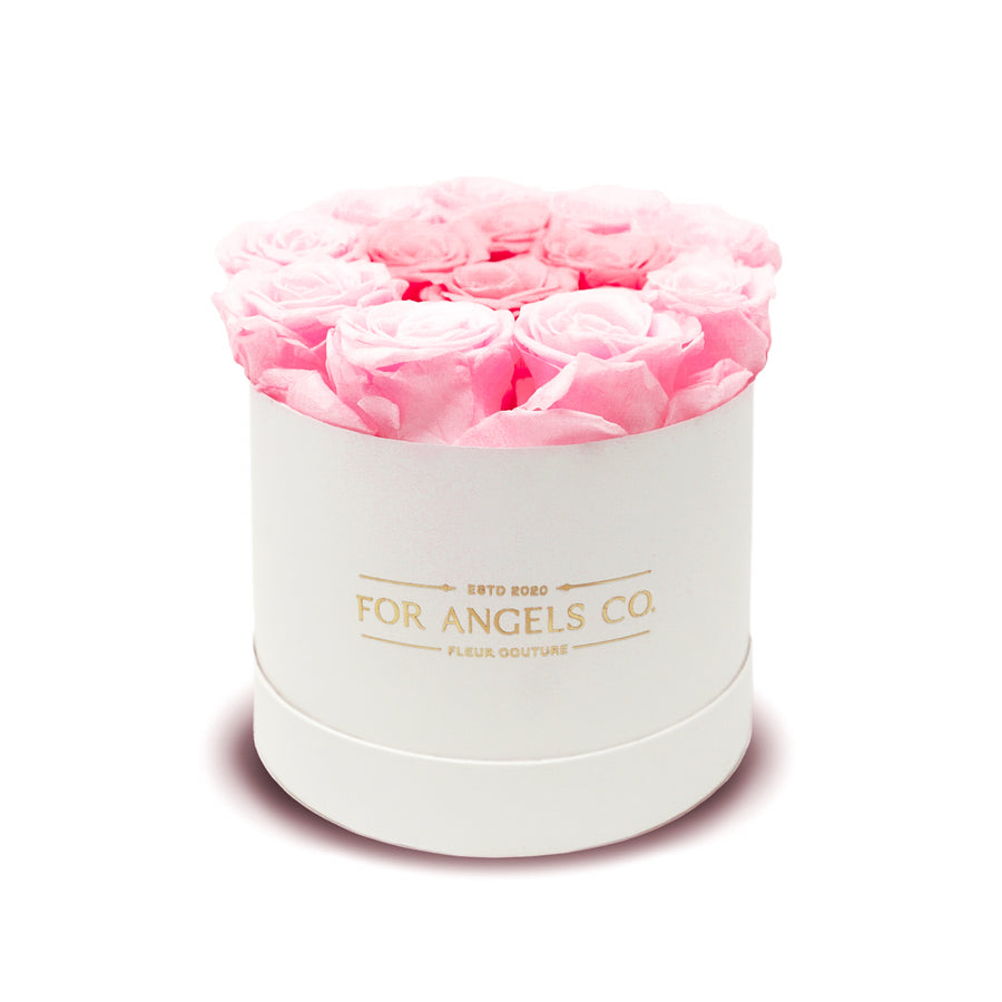 Classic Medium White Box - Mixed Pink Roses