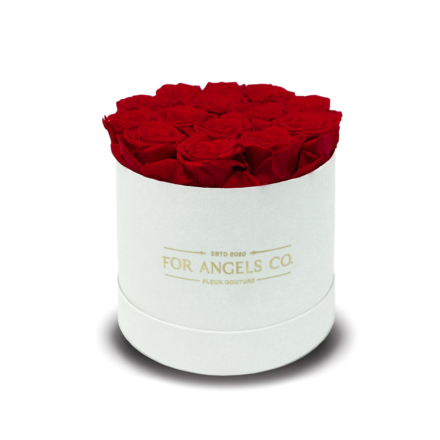 Classic Medium White Box - Red Roses