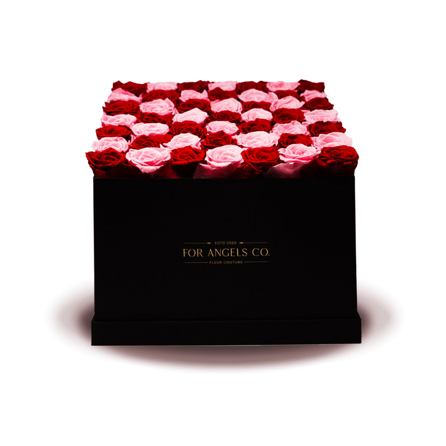 Heavenly Collection Black Box - Red & Light Pink Roses