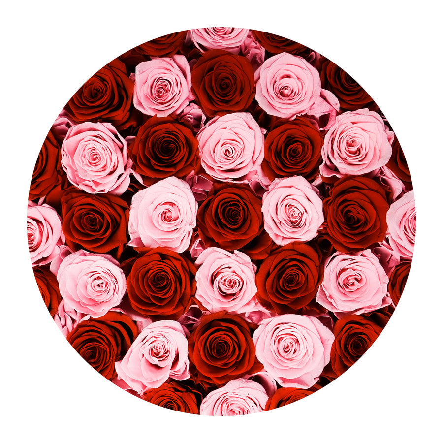 Heavenly Collection Black Box - Red & Light Pink Roses